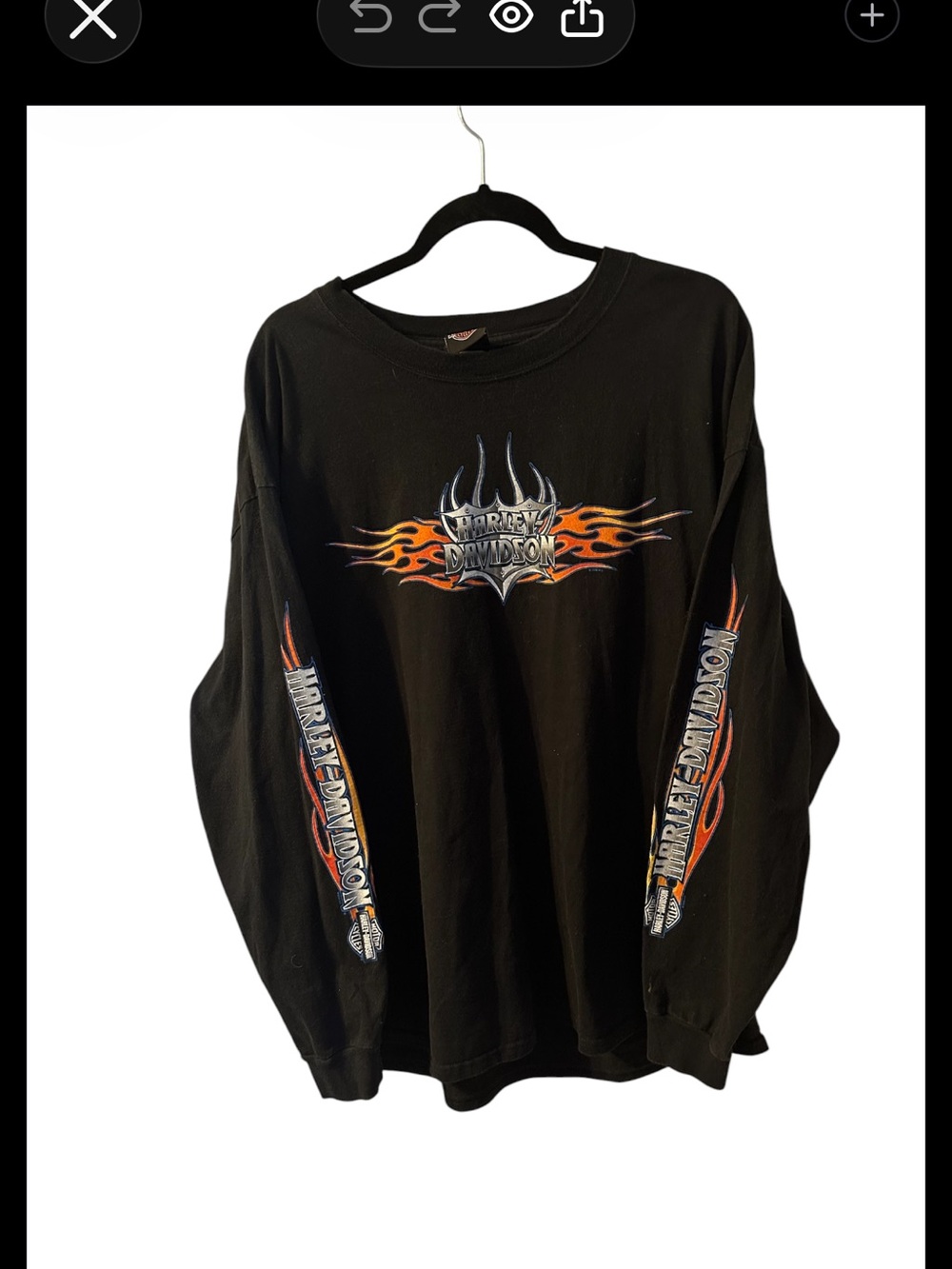 Harley-Davidson Black Long-Sleeve Tee with Orange Flame Graphics XXL